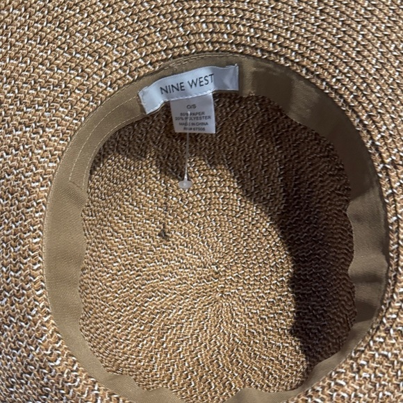 Nine West Tan Woven Hat with Bow Accent - Picture 7 of 9